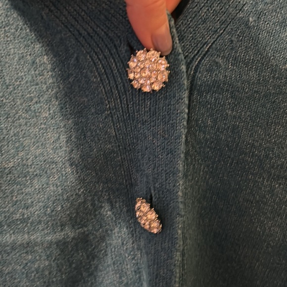 Teal Cardigan with Sparkly Buttons XS Loft - Picture 2 of 6
